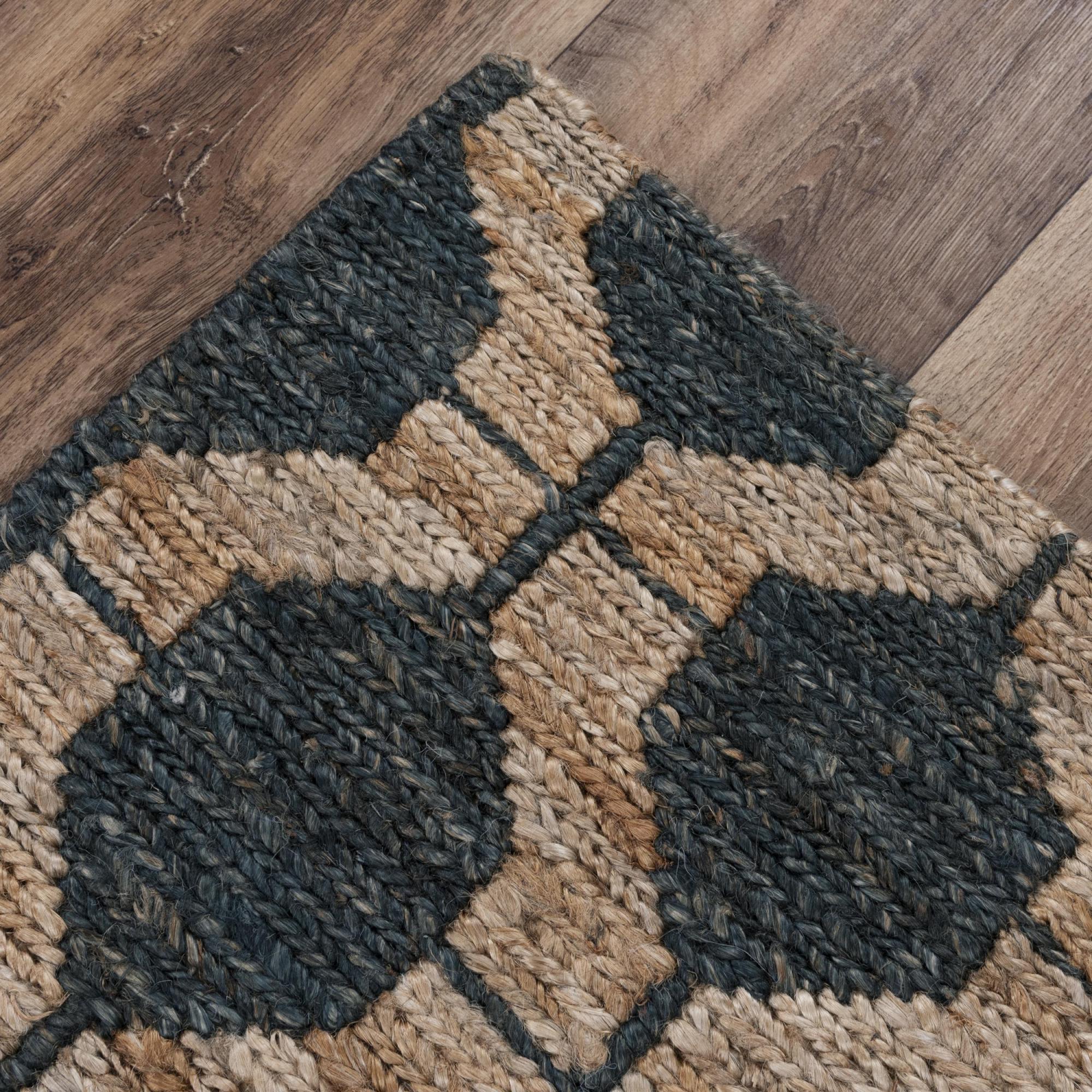 Charcoal And Gray Jute Trellis Hand Woven Area Rug