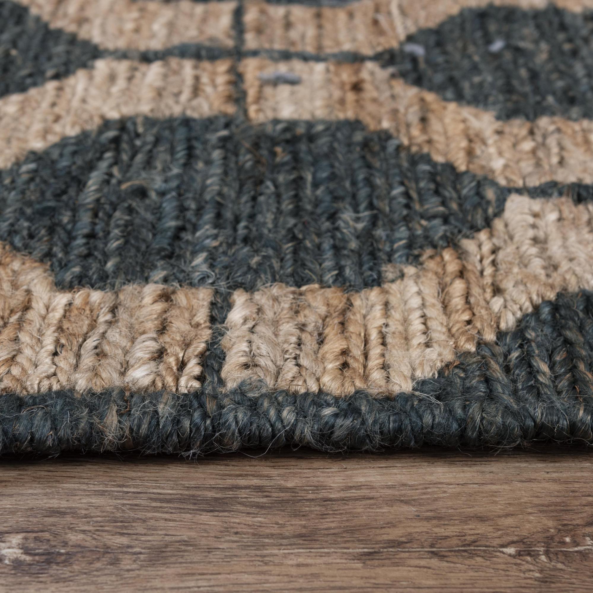 Charcoal And Gray Jute Trellis Hand Woven Area Rug