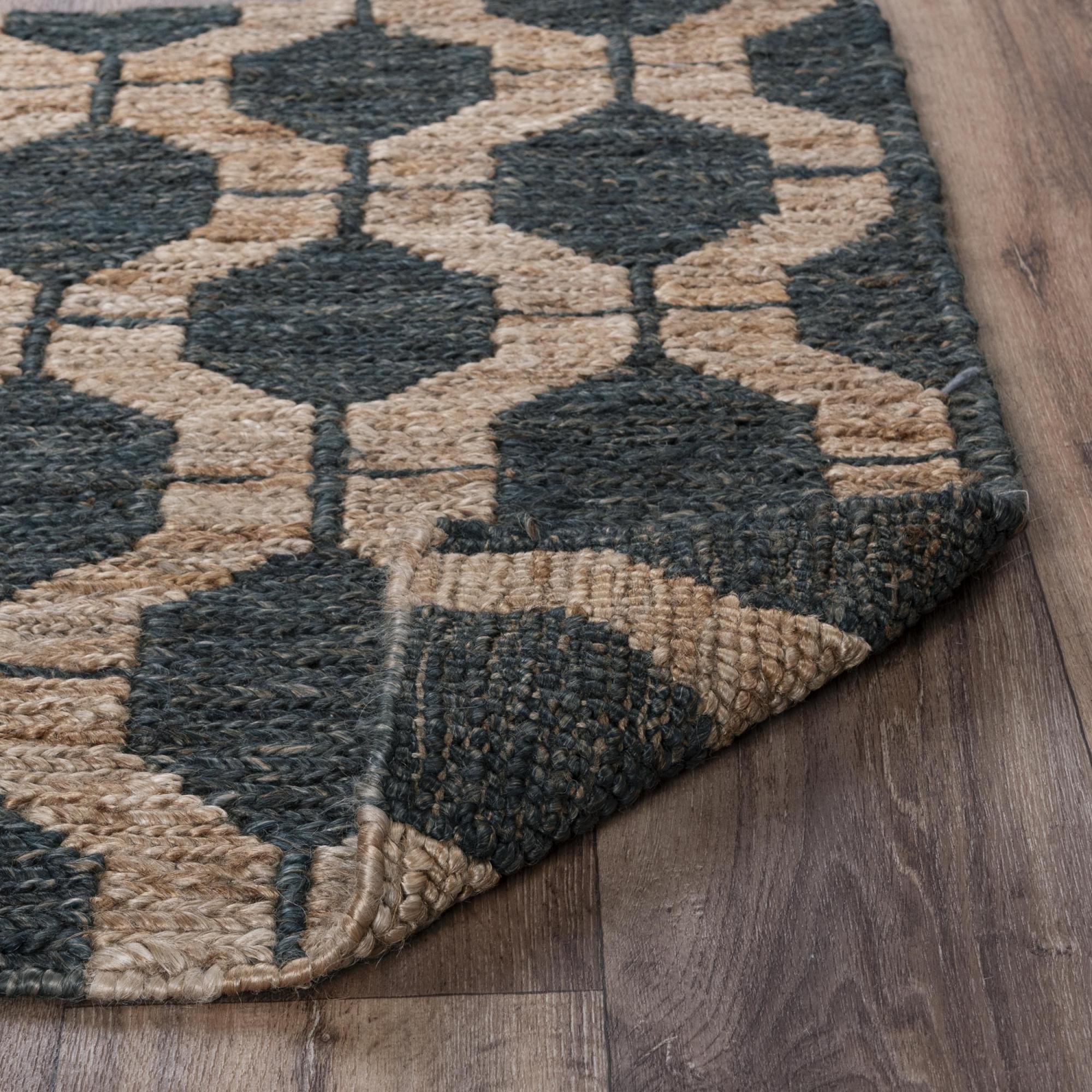 Charcoal And Gray Jute Trellis Hand Woven Area Rug