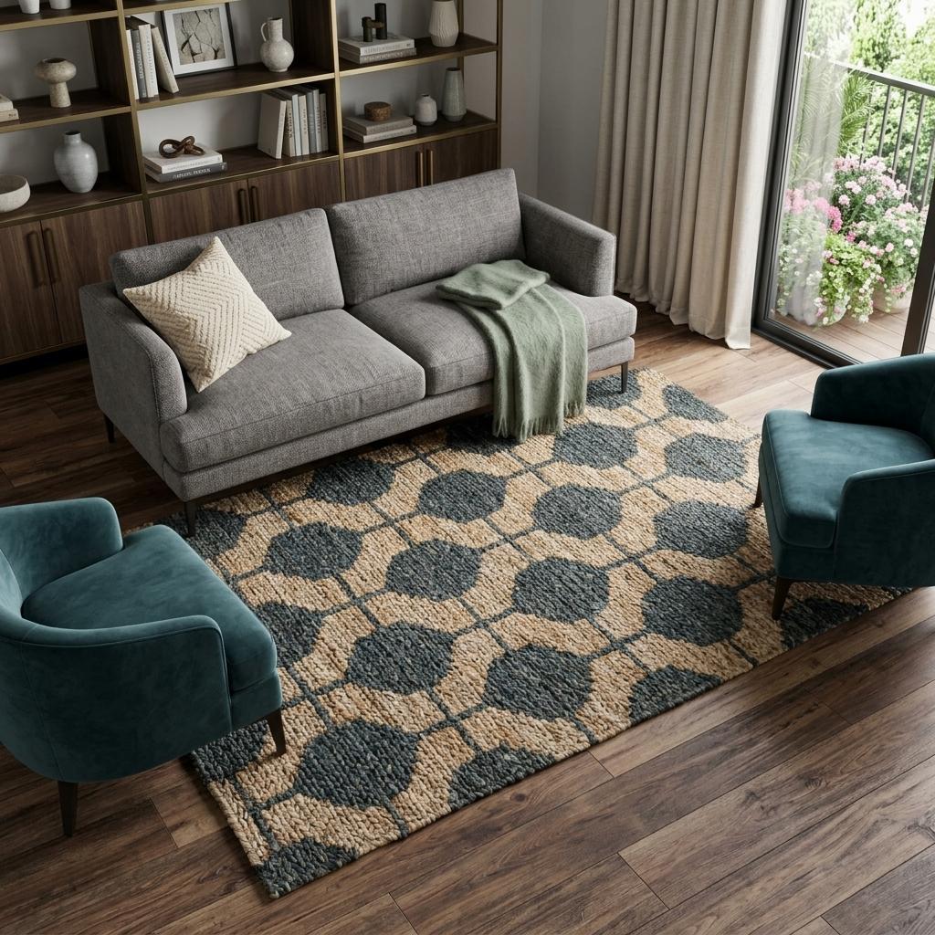 Charcoal And Gray Jute Trellis Hand Woven Area Rug