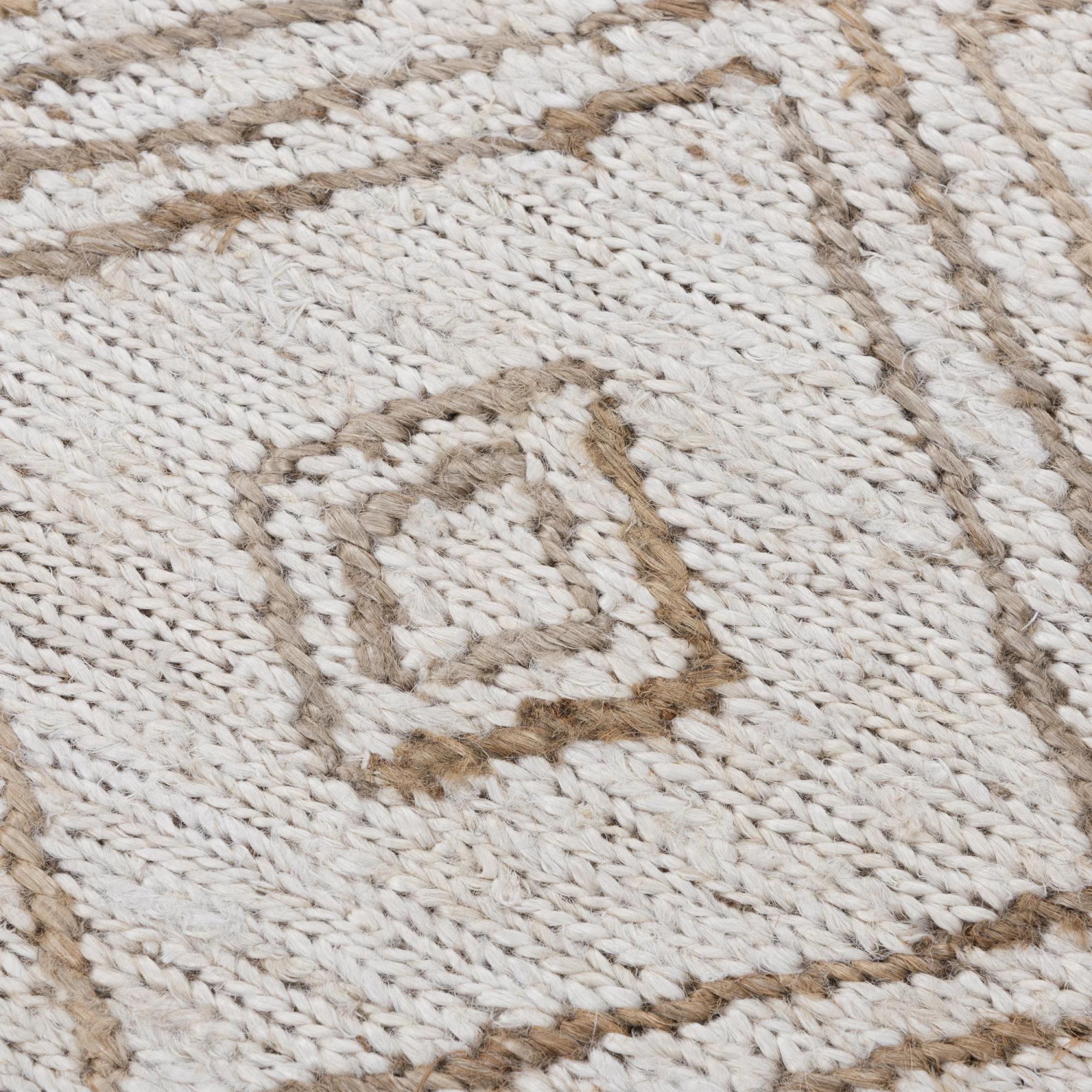 Beige And Natural Jute Geometric Hand Woven Area Rug