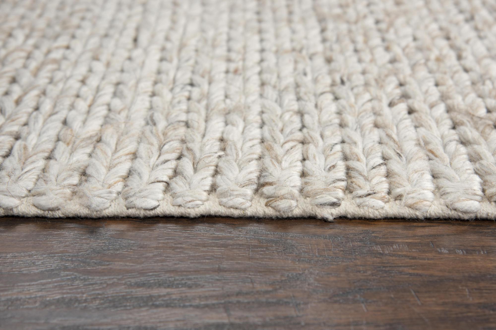 Beige Gray And Ivory Wool Hand Woven Area Rug