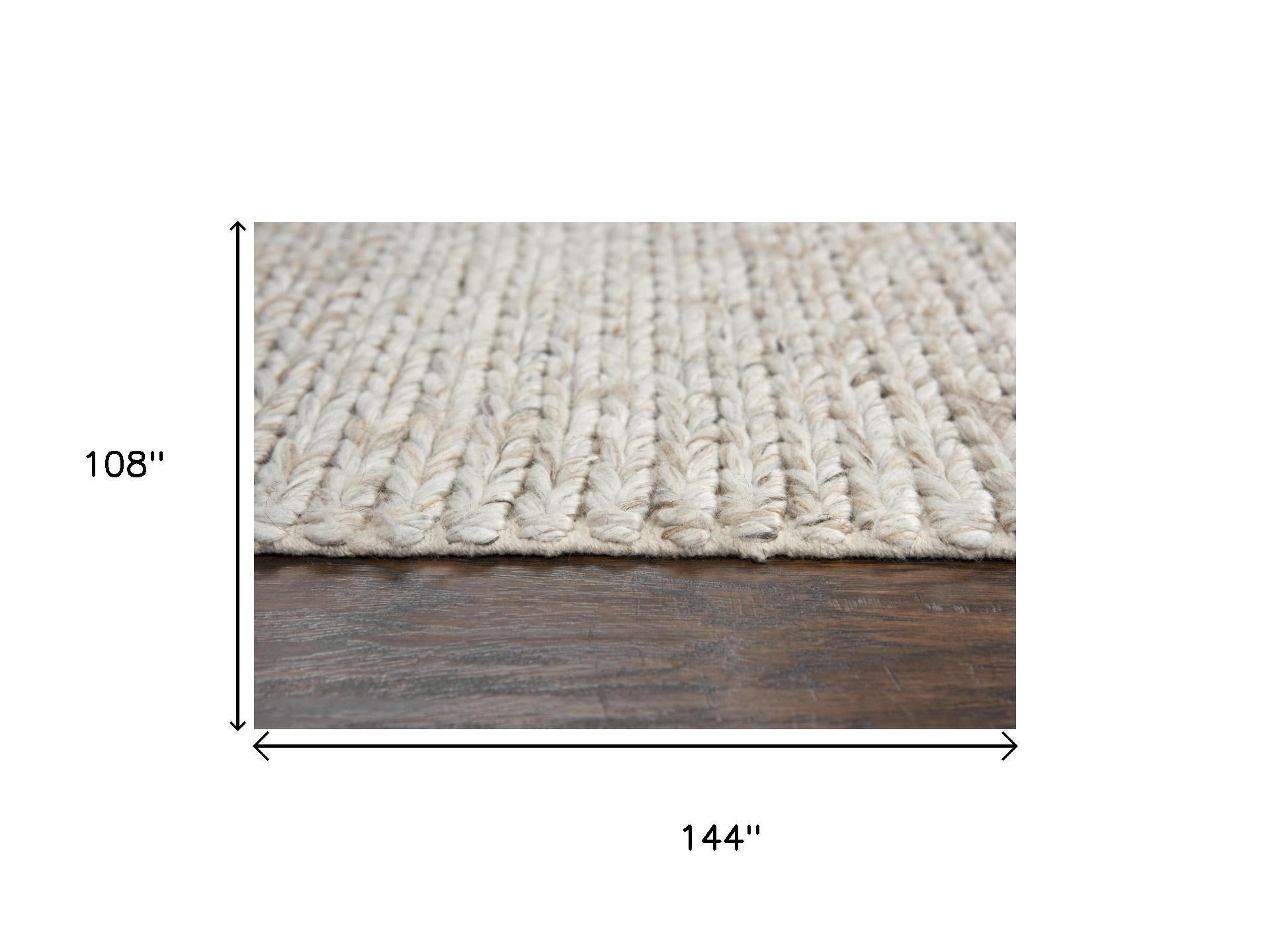 Beige Gray And Ivory Wool Hand Woven Area Rug