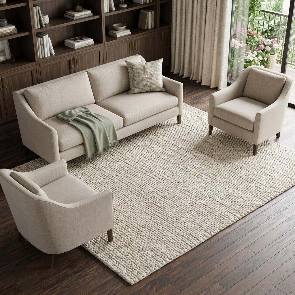 Beige Gray And Ivory Wool Hand Woven Area Rug