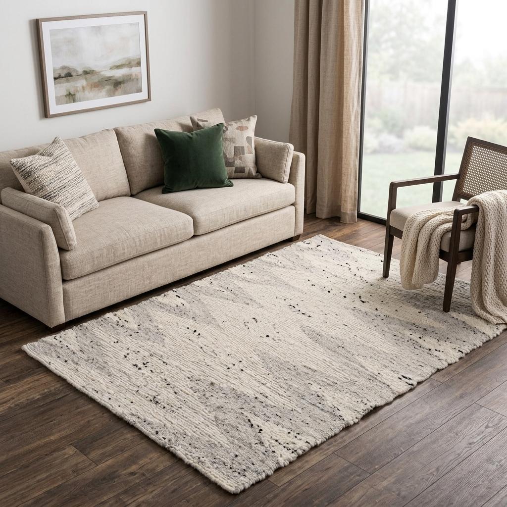 Ivory And Light Gray Wool Geometric Hand Woven Area Rug