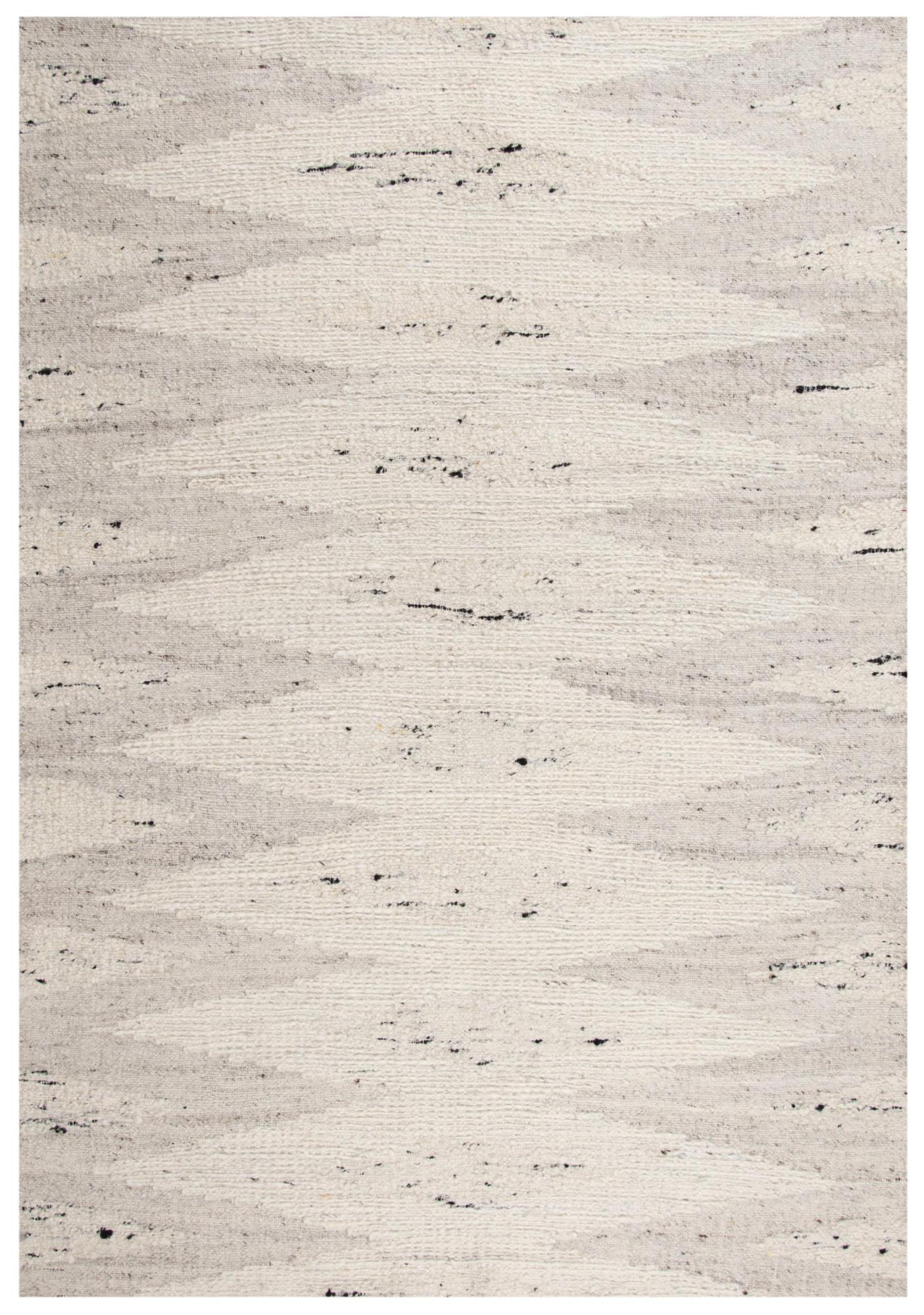Ivory And Light Gray Wool Geometric Hand Woven Area Rug