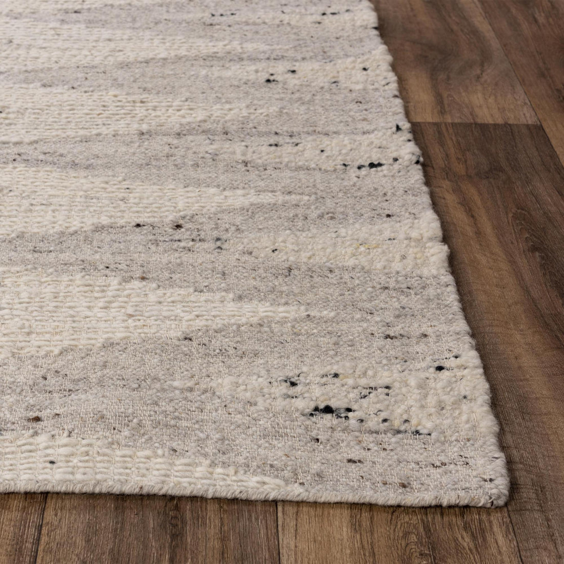 Ivory And Light Gray Wool Geometric Hand Woven Area Rug