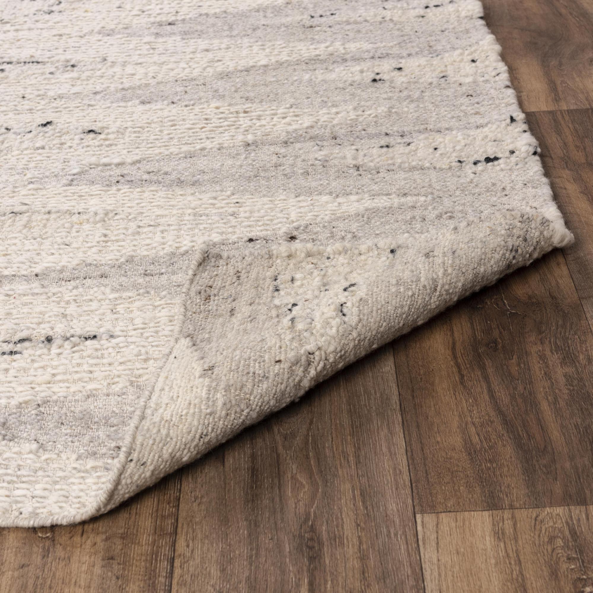 Ivory And Light Gray Wool Geometric Hand Woven Area Rug