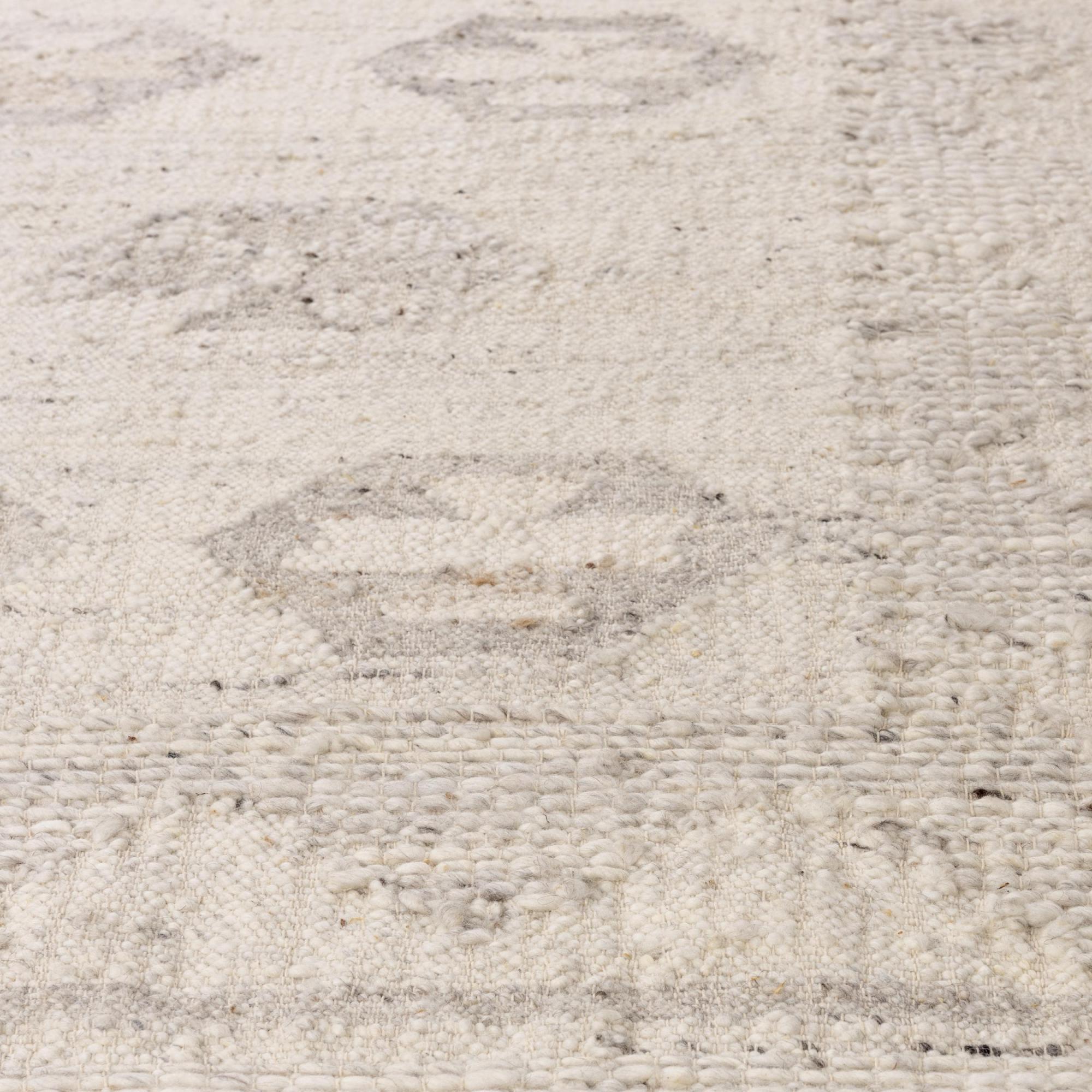 Ivory And Light Gray Wool Tribal Hand Woven Area Rug