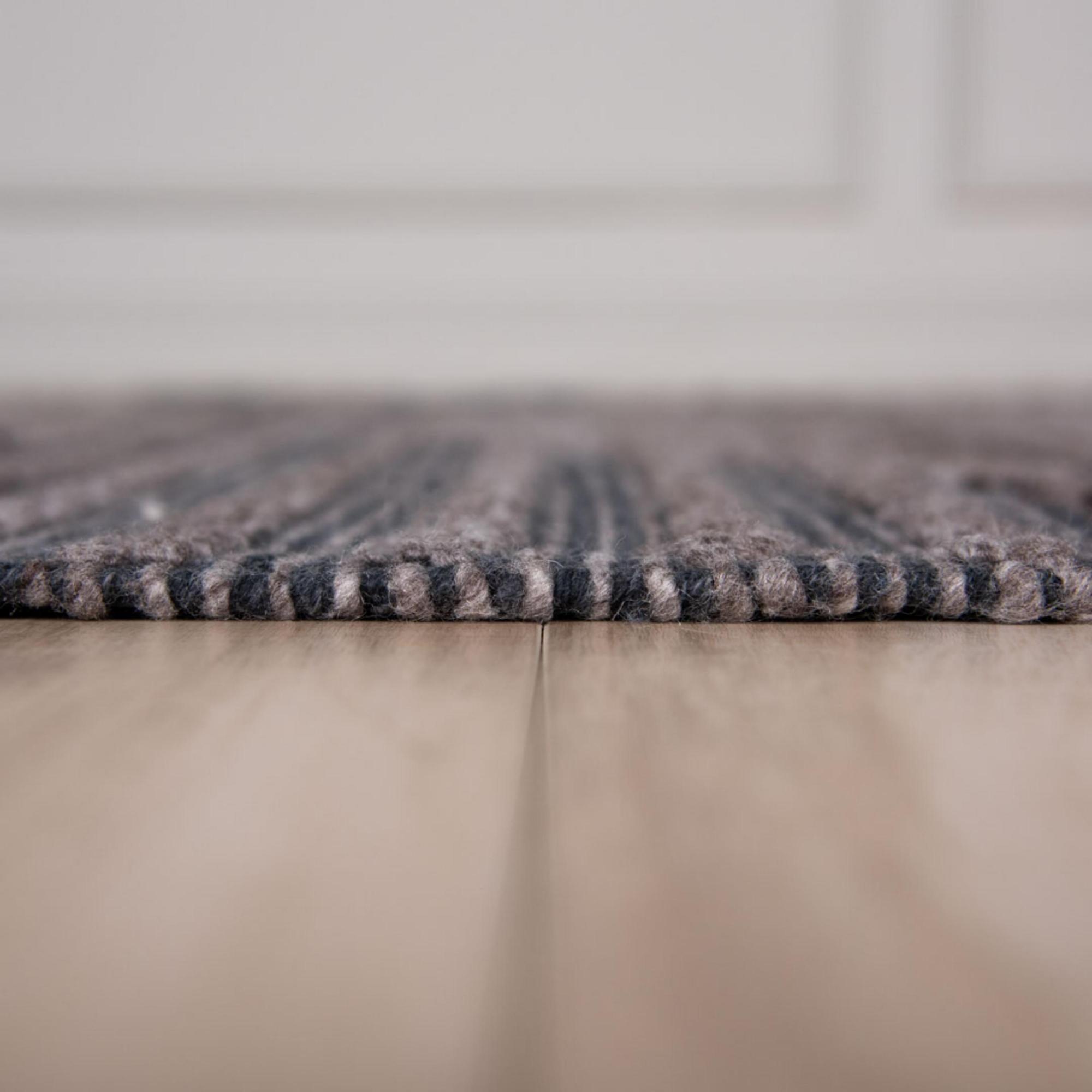 Charcoal And Gray Geometric Hand Woven Area Rug With UV Protection