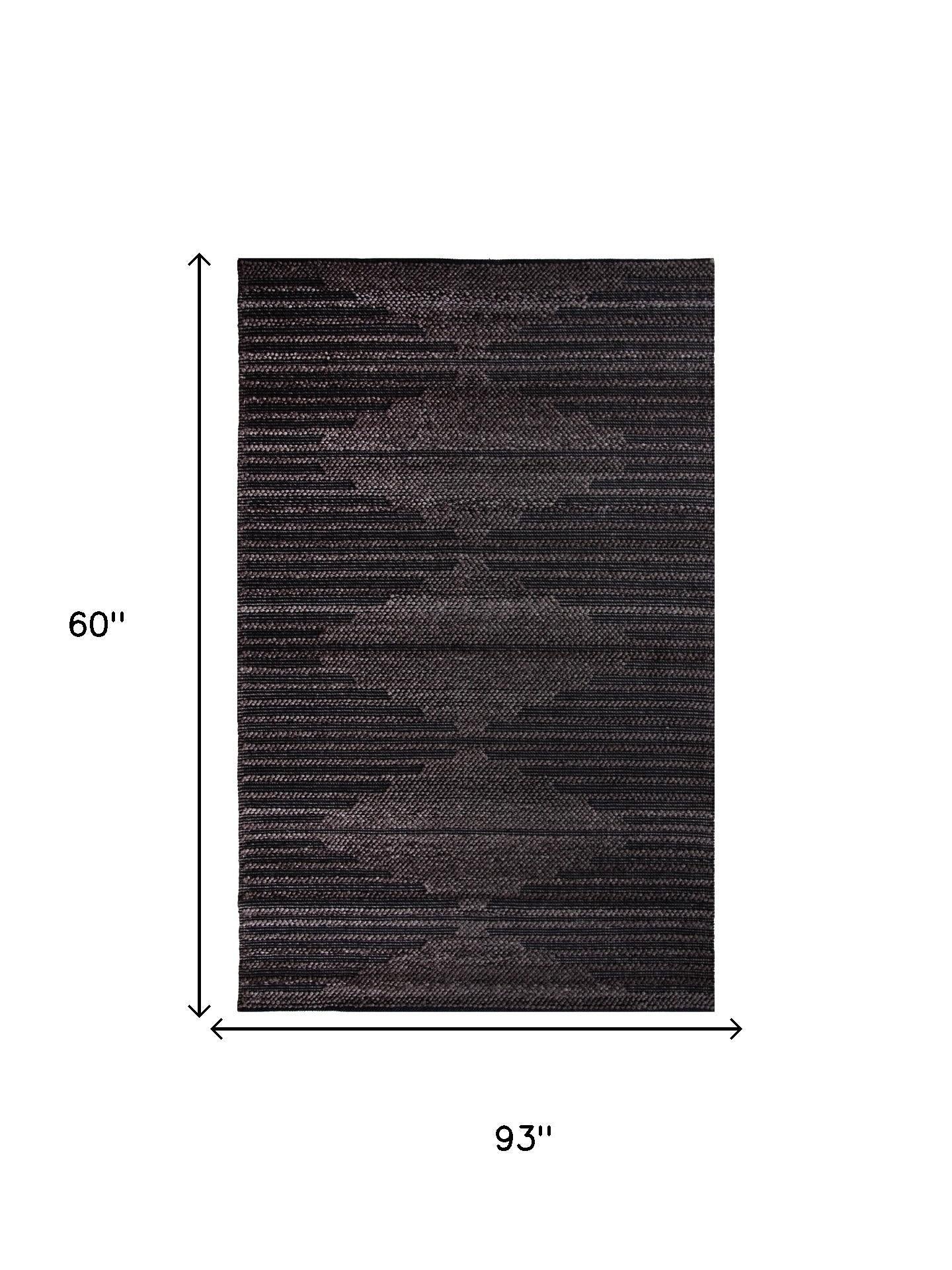 Charcoal And Gray Geometric Hand Woven Area Rug With UV Protection