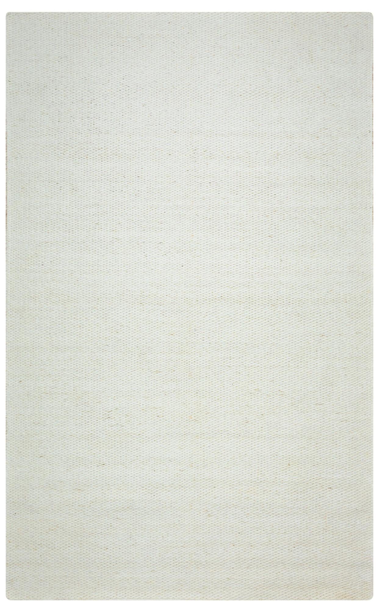 Off White And Ivory Wool Hand Woven Area Rug