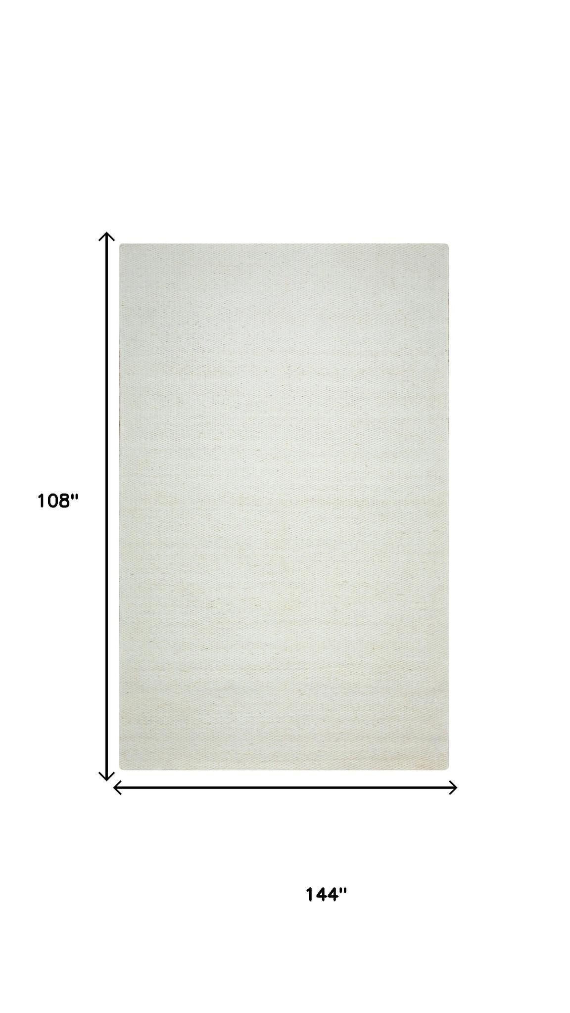 Off White And Ivory Wool Hand Woven Area Rug