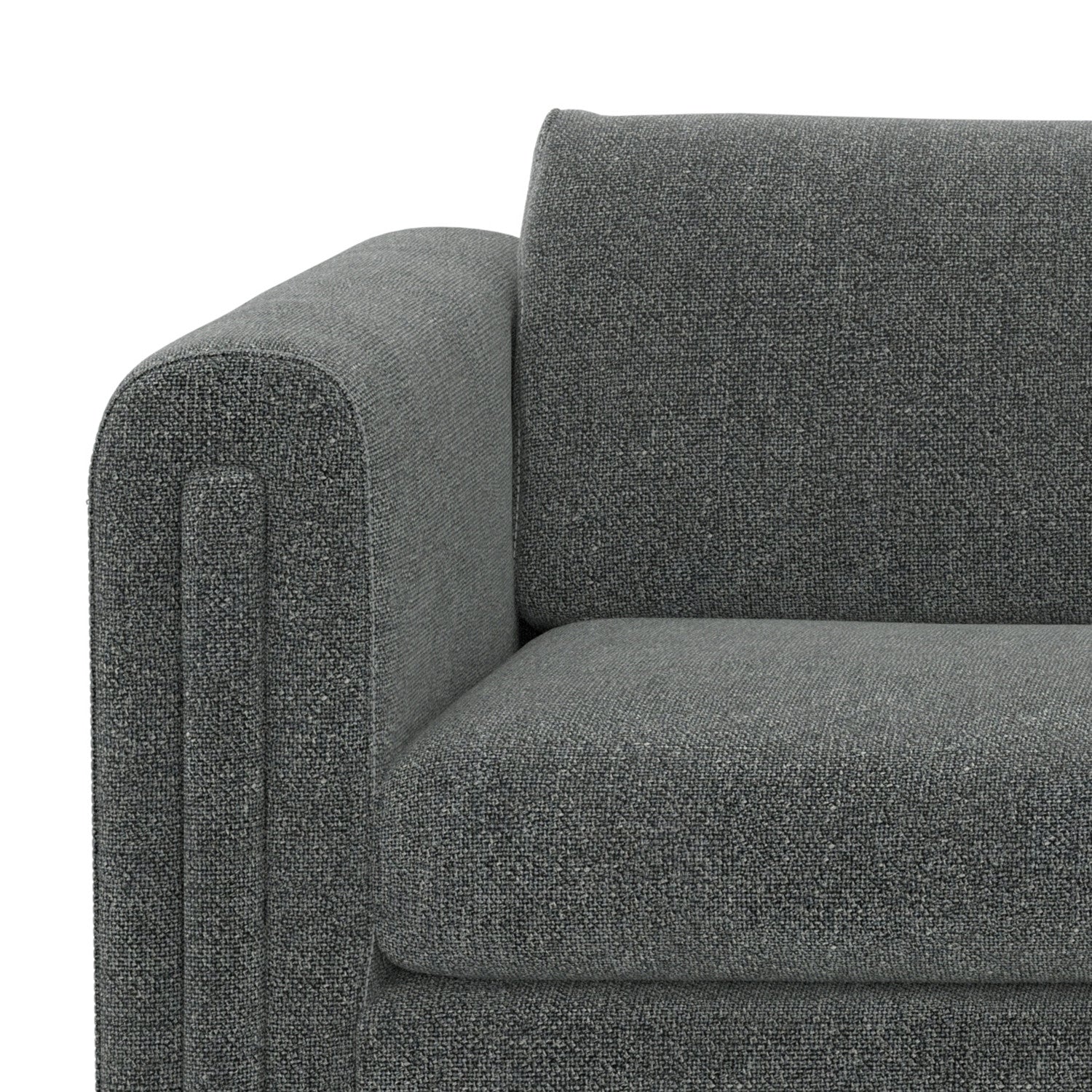 84" Dark Gray Fabric Sofa With Walnut Legs