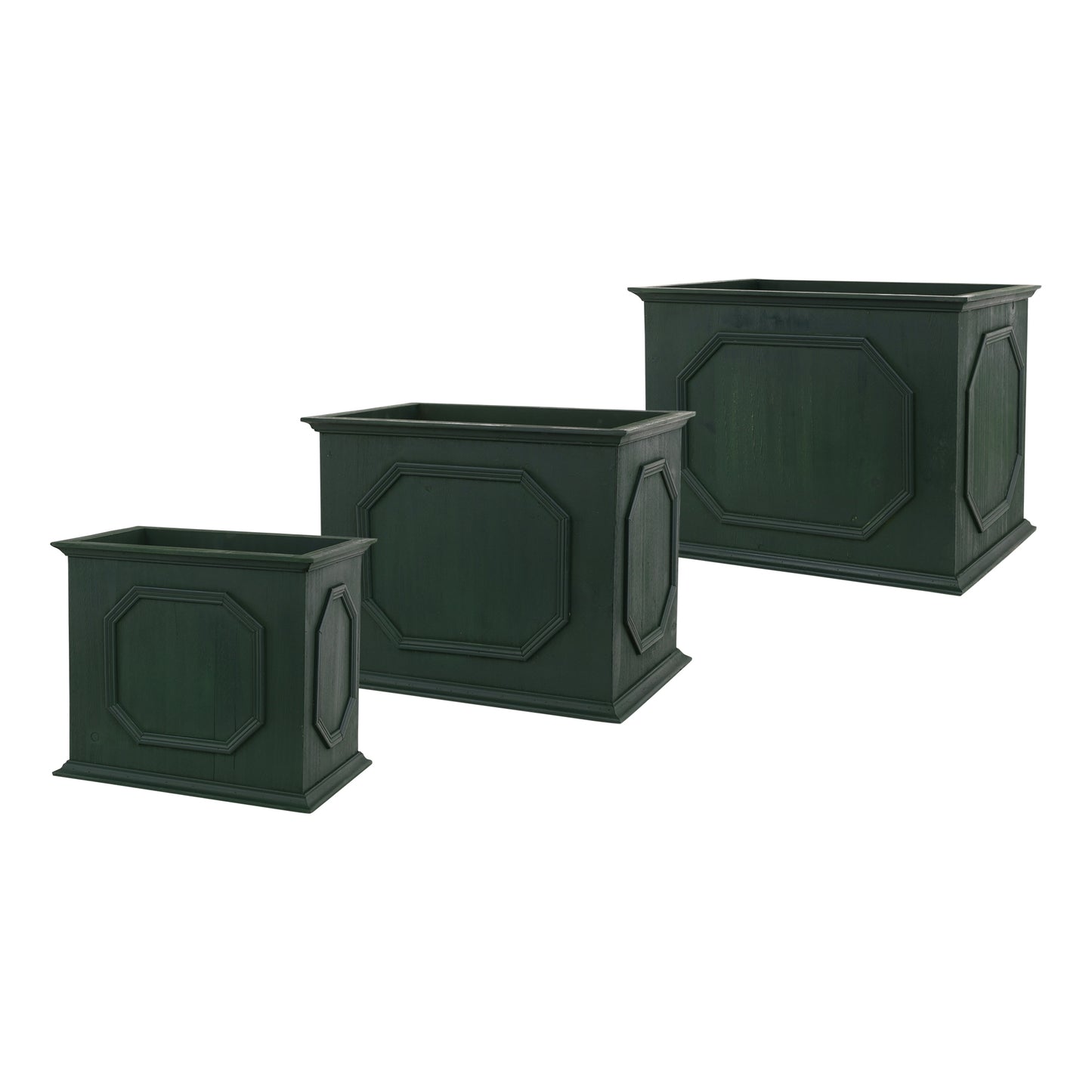 Green Wood Rectangle Planter Box Set