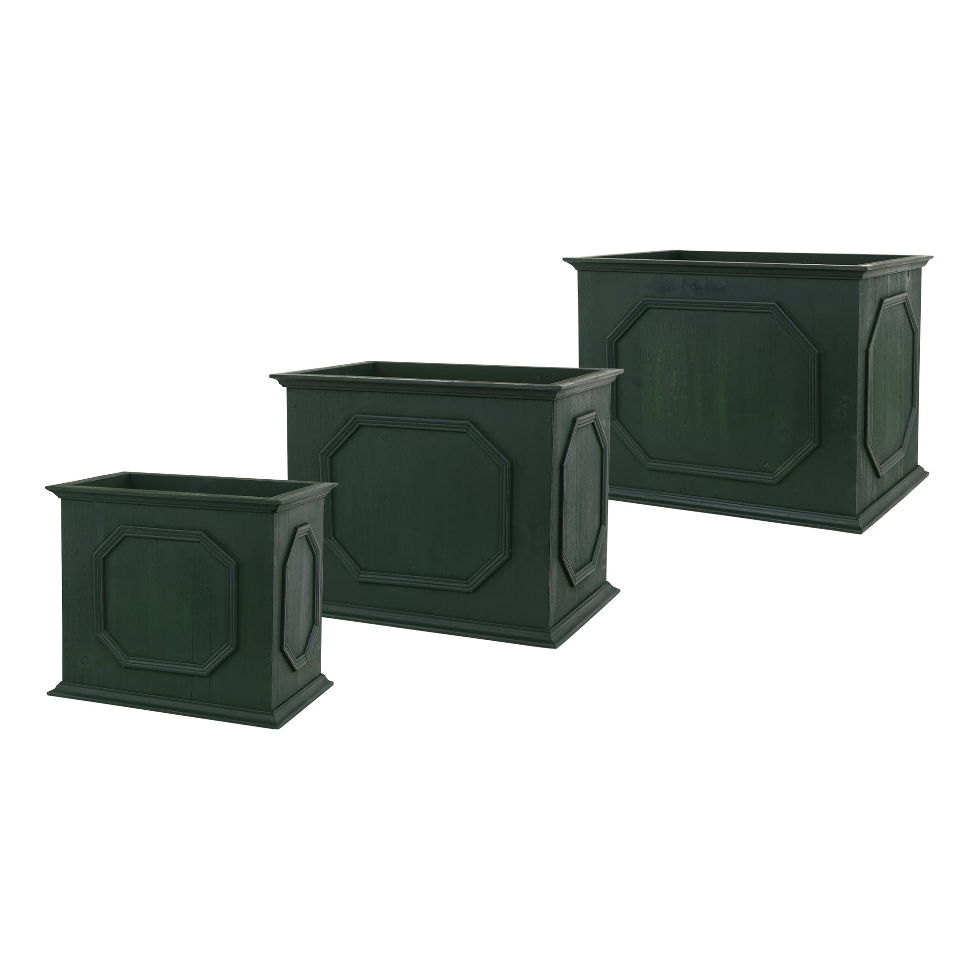 Green Wood Rectangle Planter Box Set