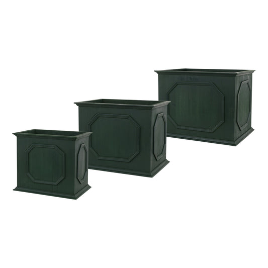 Green Wood Rectangle Planter Box Set