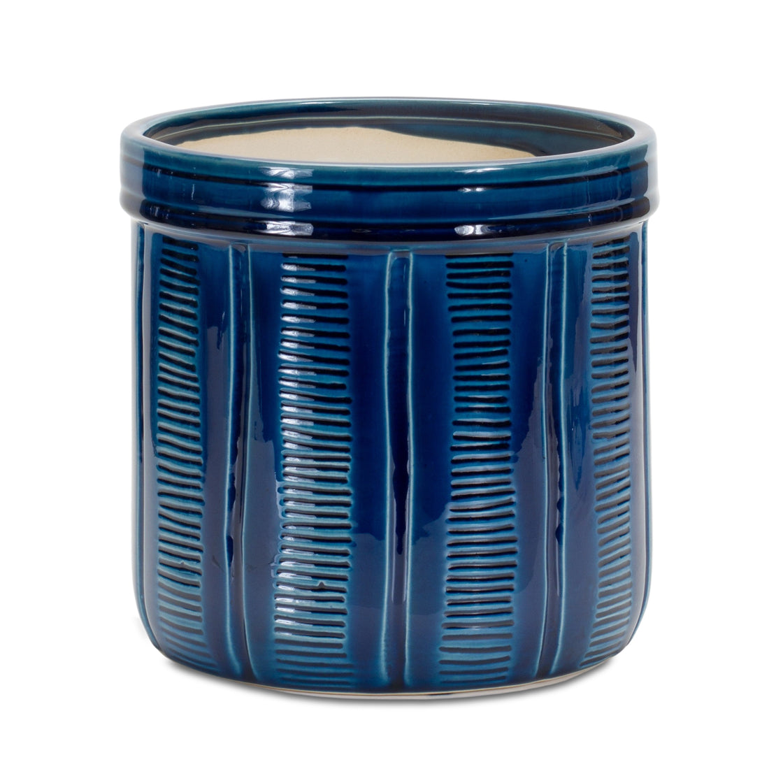 Blue Etched Terracotta Planter Set