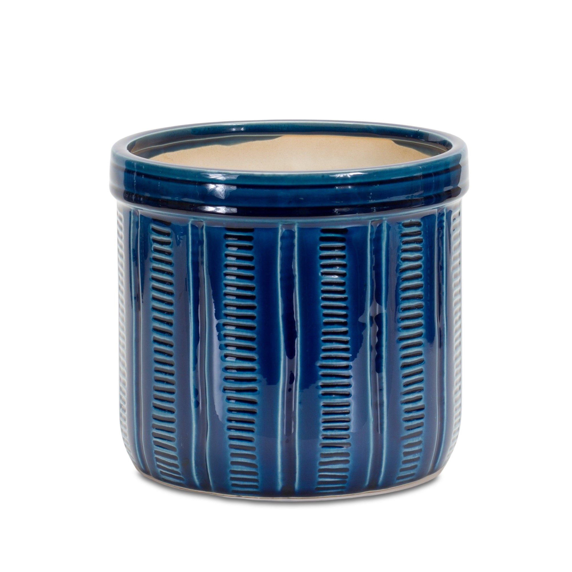 Blue Etched Terracotta Planter Set