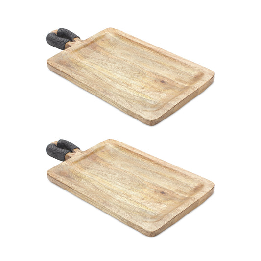 Mango Wood Cutting Board Style Tray Set