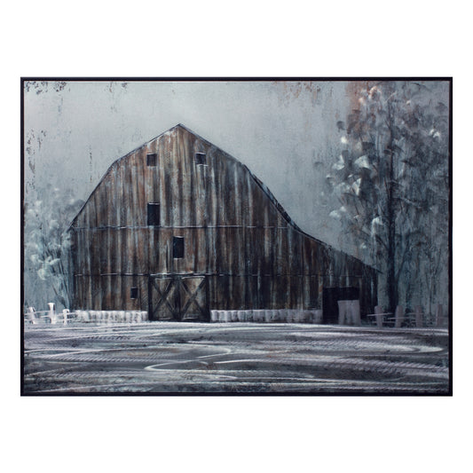 Metal Framed Modern Barn Canvas Painting