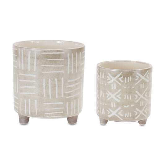 Footed Stone Planter Set