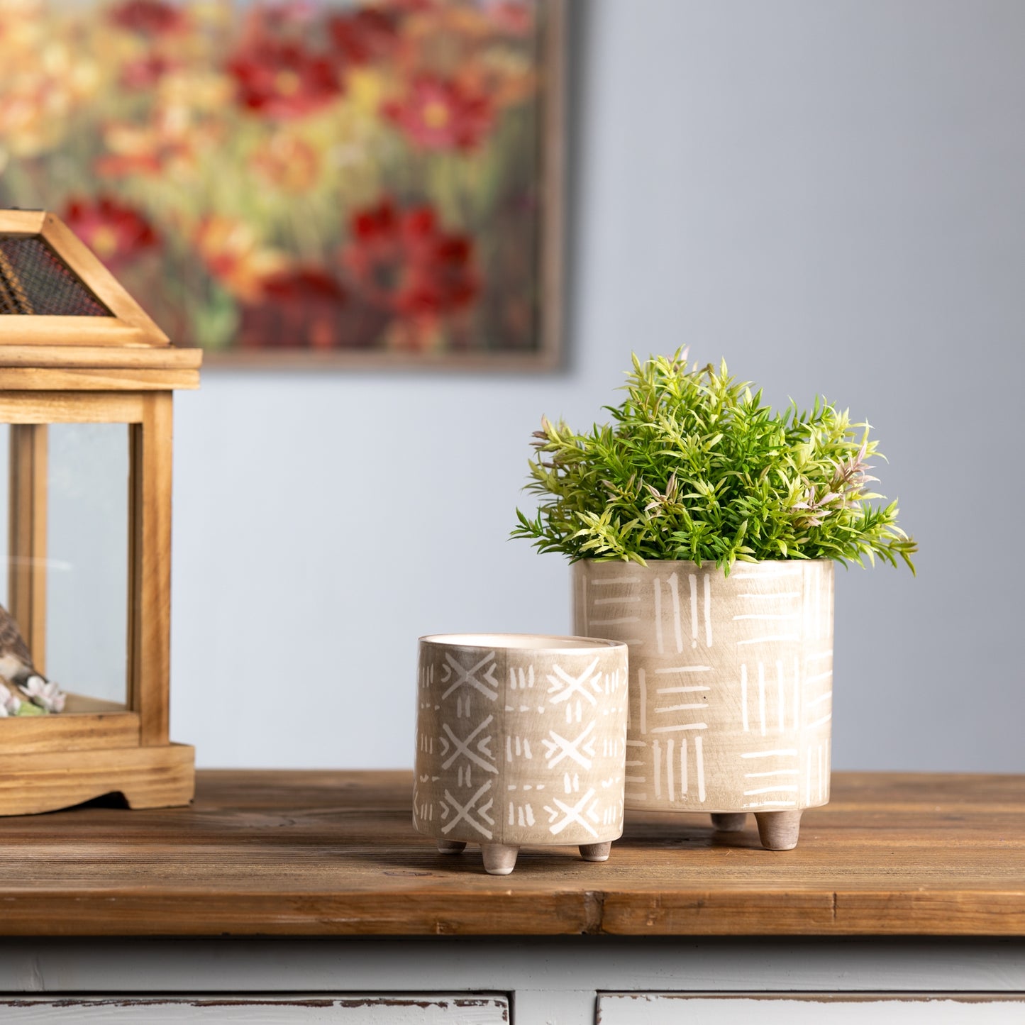 Footed Stone Planter Set