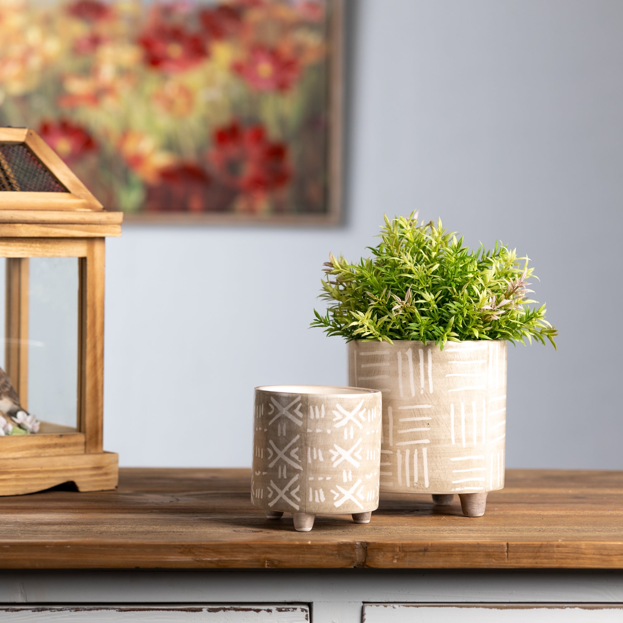 Footed Stone Planter Set
