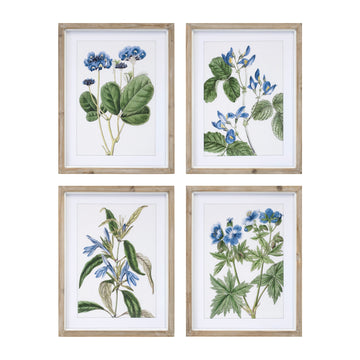 Wood Framed Floral Print Set