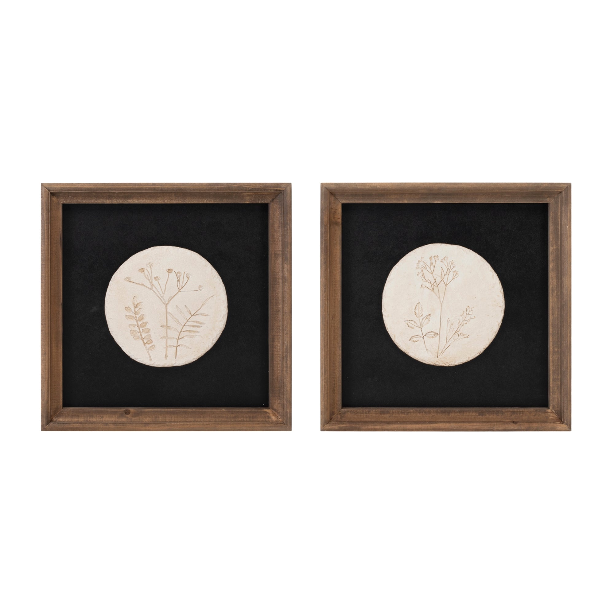 Wood Framed Floral Plaque Set
