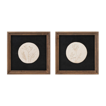 Wood Framed Floral Plaque Set