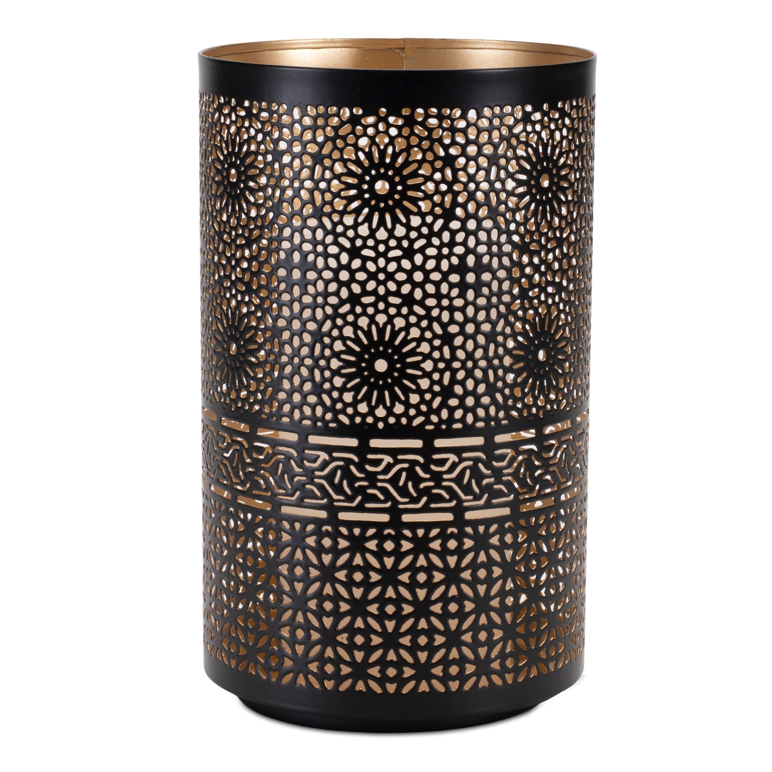 Mandala Punched Metal Candle Holder Set