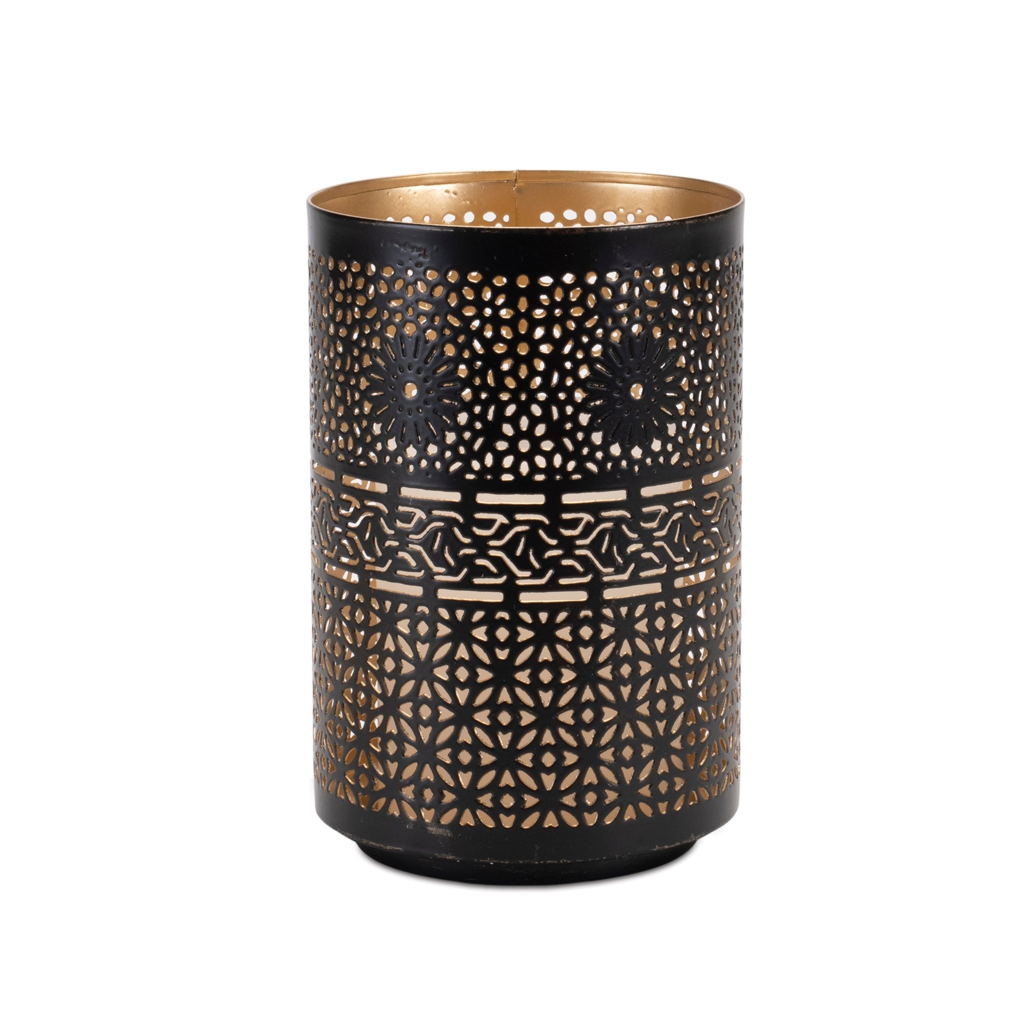 Mandala Punched Metal Candle Holder Set