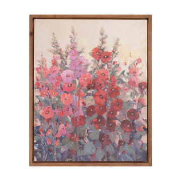 Framed Hollyhock Floral Canvas Art