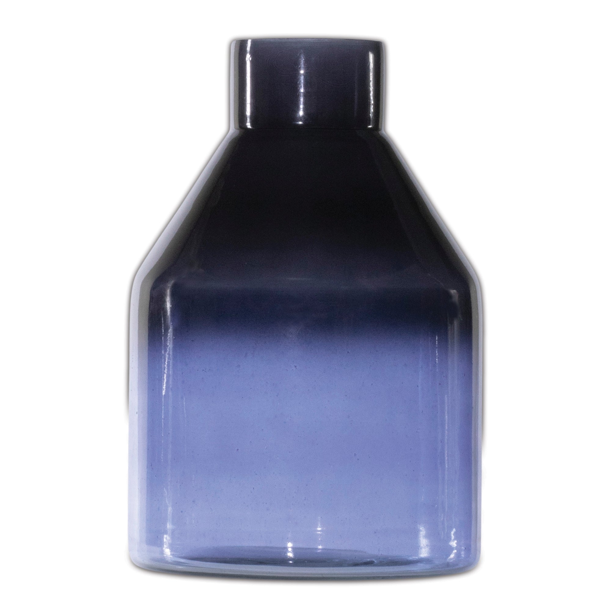 Blue Soda Lime Glass Bottle Vase