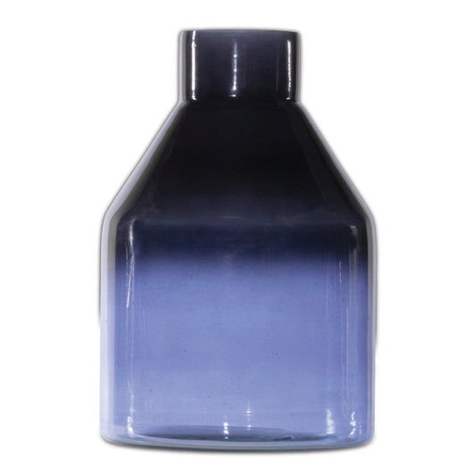 Blue Soda Lime Glass Bottle Vase
