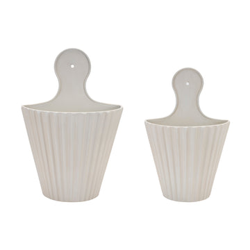 Ribbed Metal Wall Pocket Set