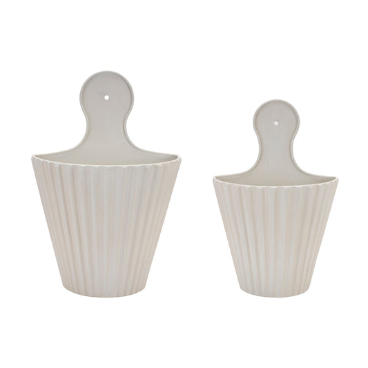 Ribbed Metal Wall Pocket Set