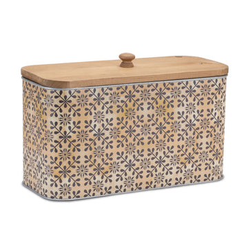 Geometric Canister with Natural Wood Lid