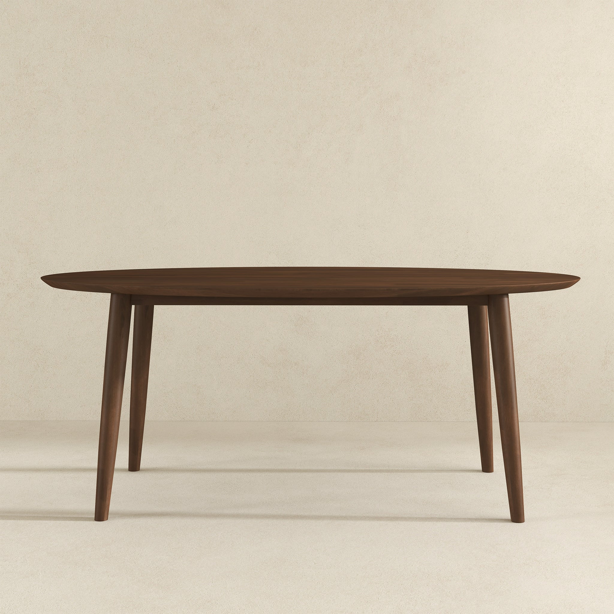 Ada Mid Century Modern Style Walnut Oval Dining Table