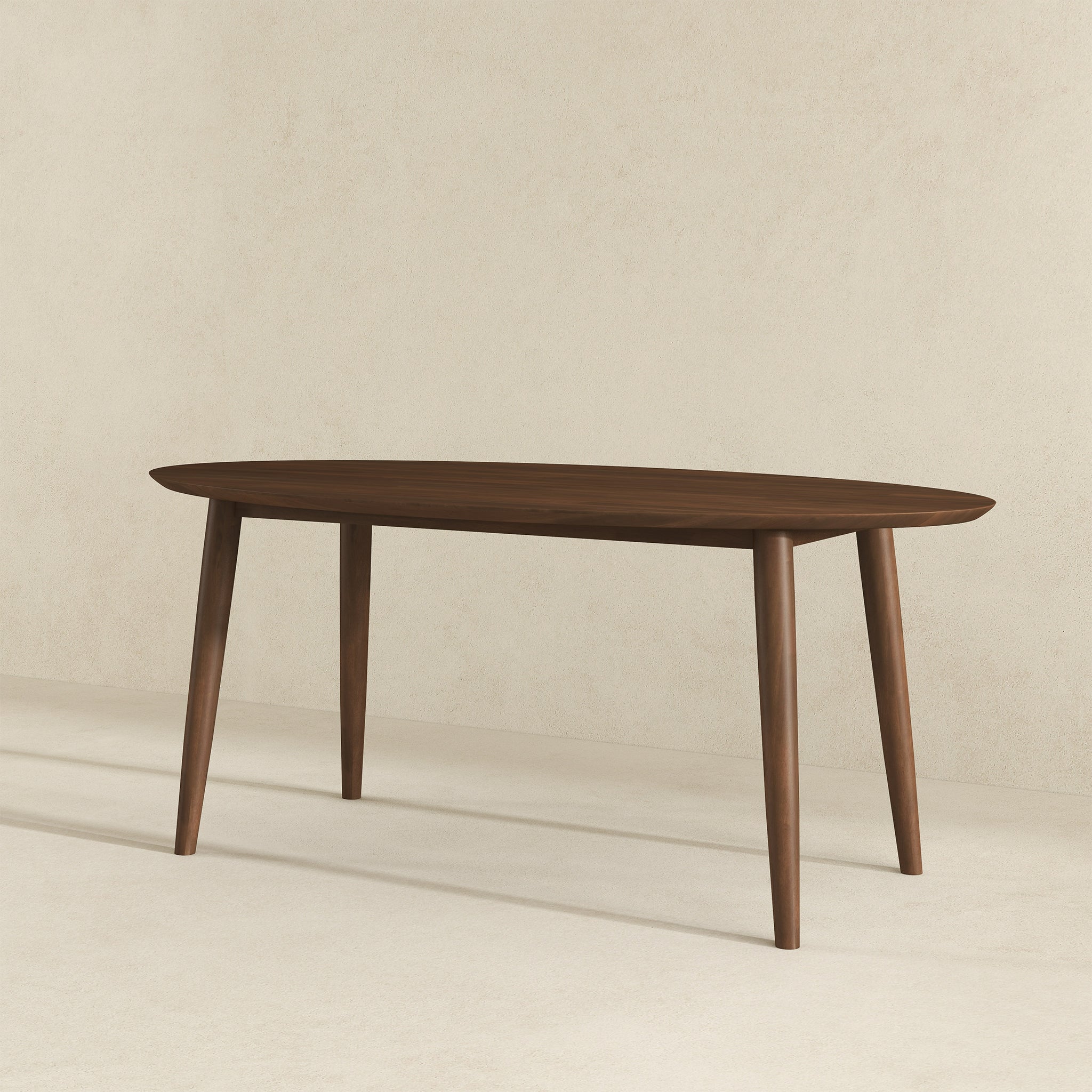 Ada Mid Century Modern Style Walnut Oval Dining Table