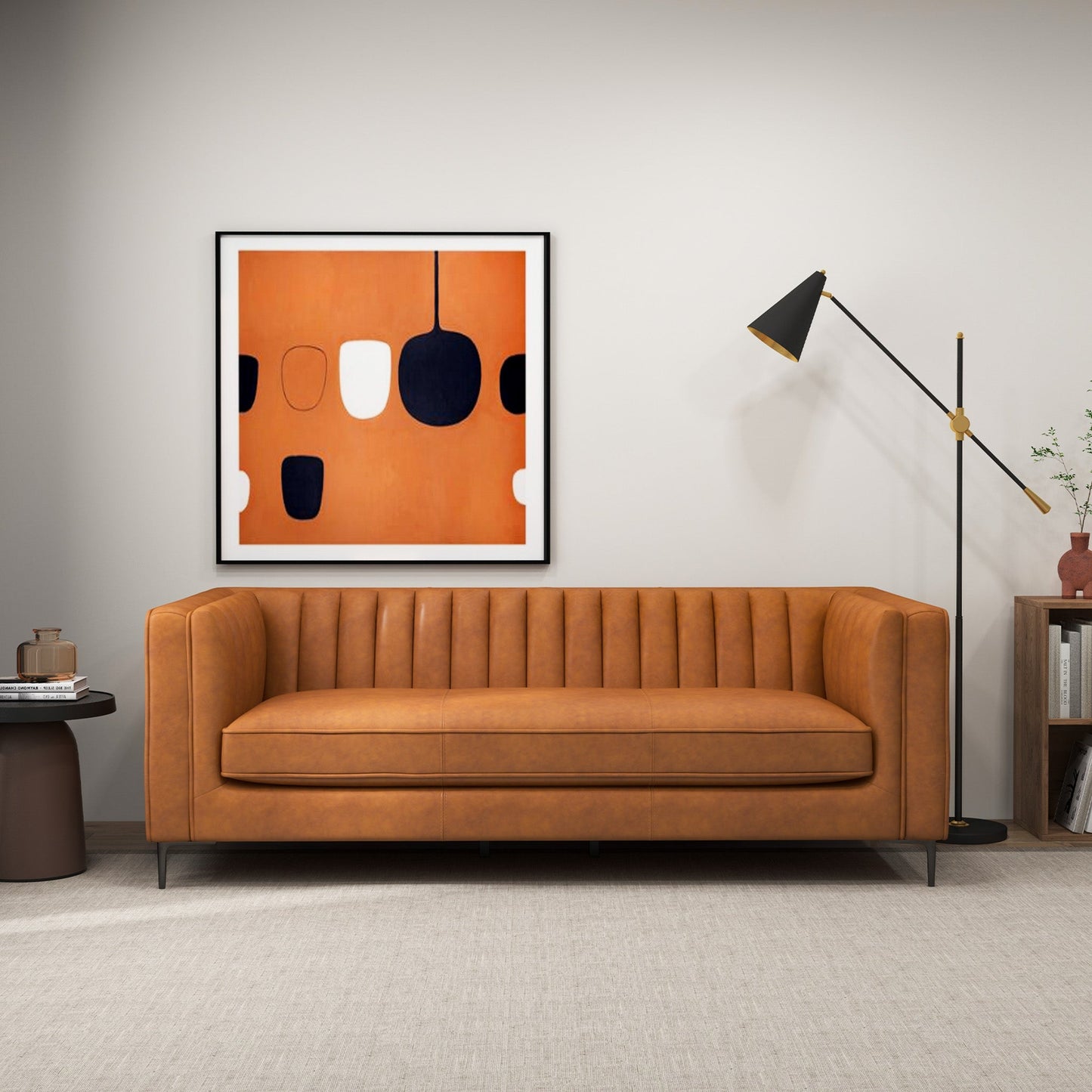Angelina Cognac Leather Sofa