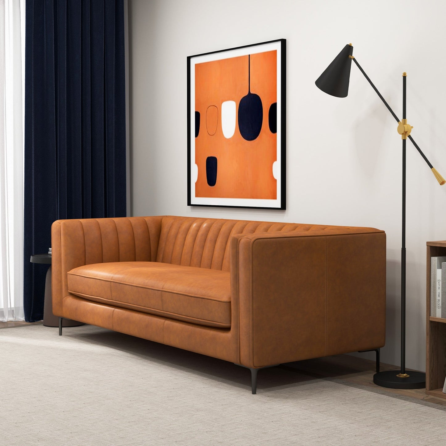 Angelina Cognac Leather Sofa