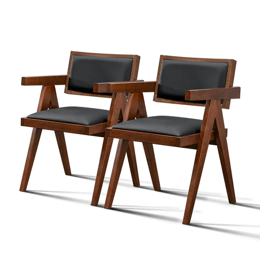Athena Black Vegan Leather Dining Chairs