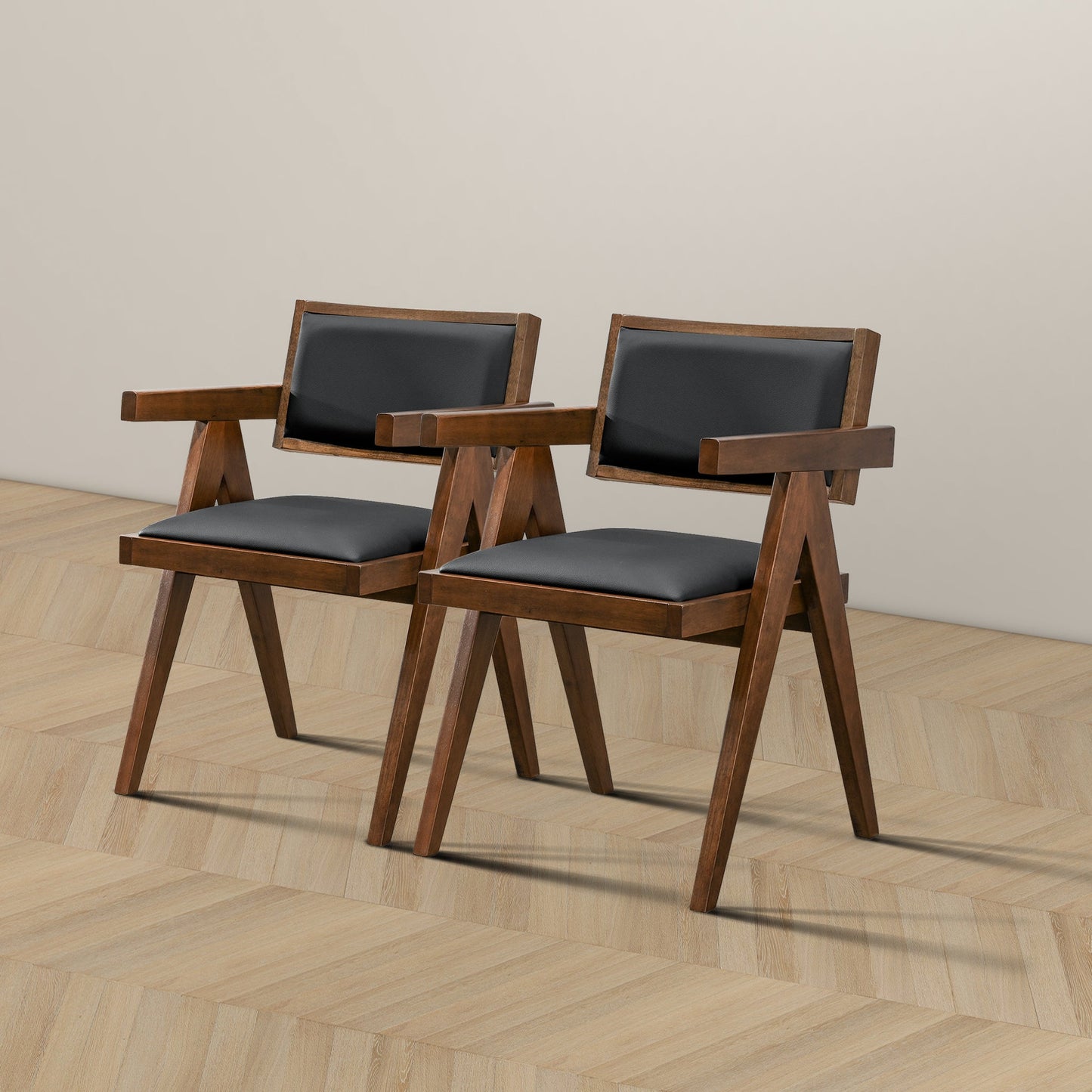 Athena Black Vegan Leather Dining Chairs