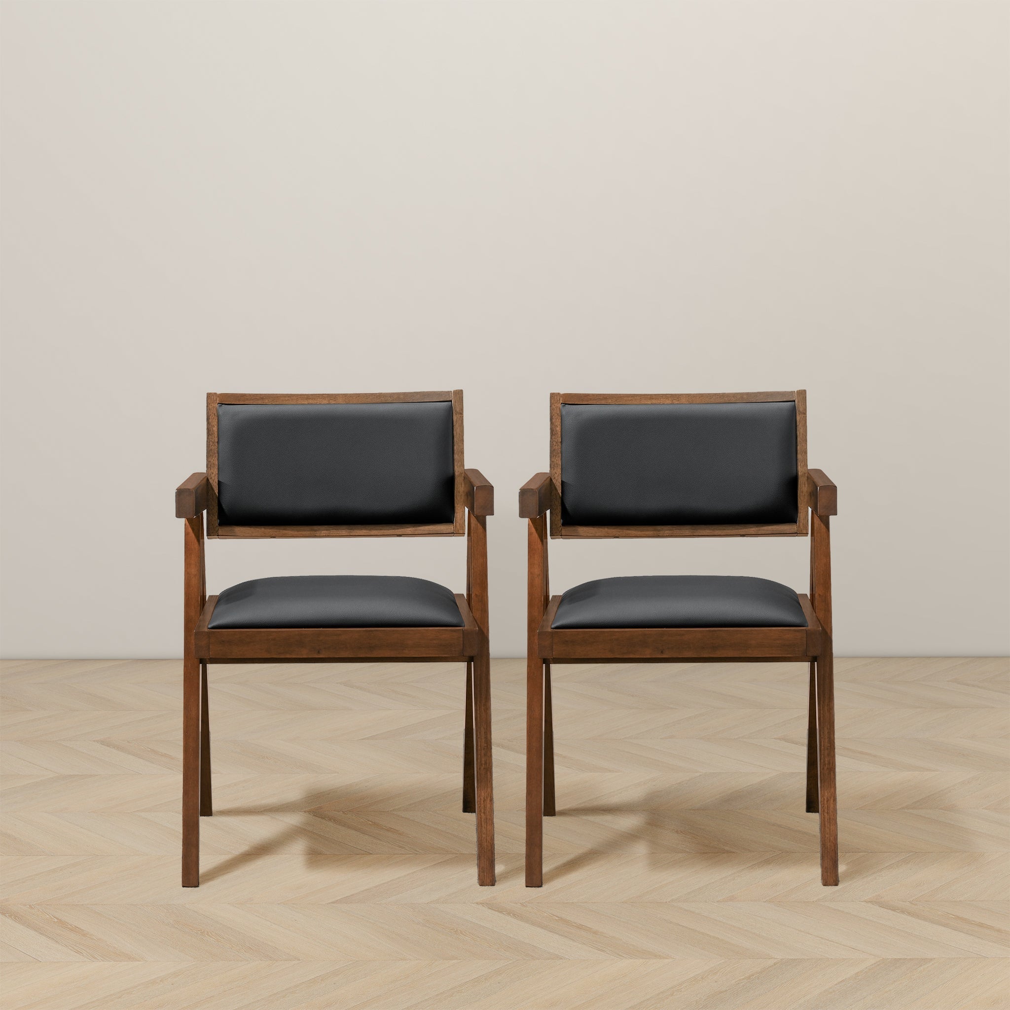 Athena Black Vegan Leather Dining Chairs