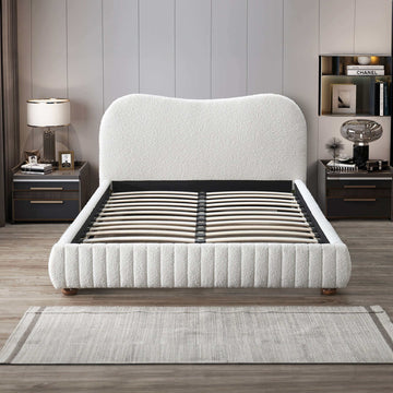 Norme Boucle Upholstered Low Profile Queen Size Platform Bed