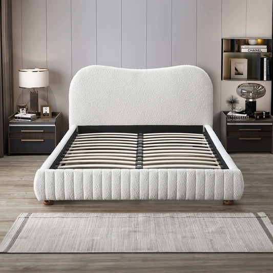 Norme Boucle Upholstered Low Profile Queen Size Platform Bed