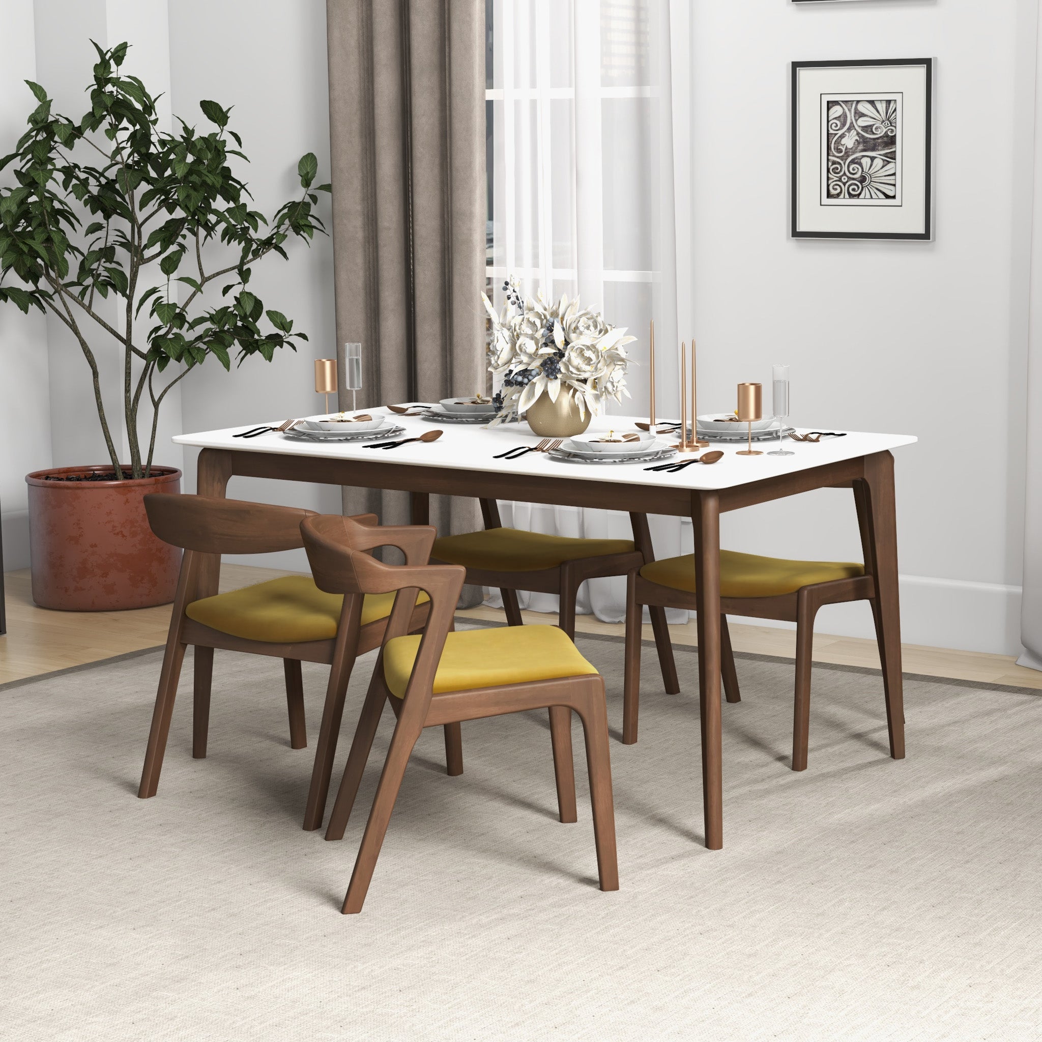 Dakota Dark Yellow Velvet Dining Chairs