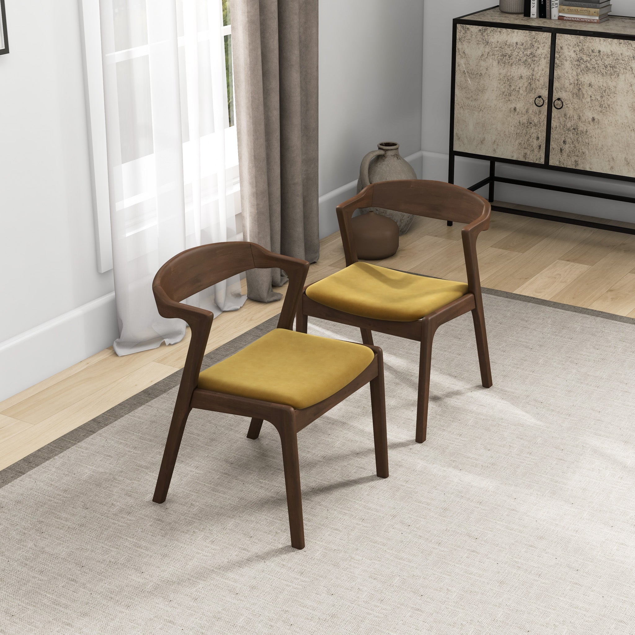 Dakota Dark Yellow Velvet Dining Chairs